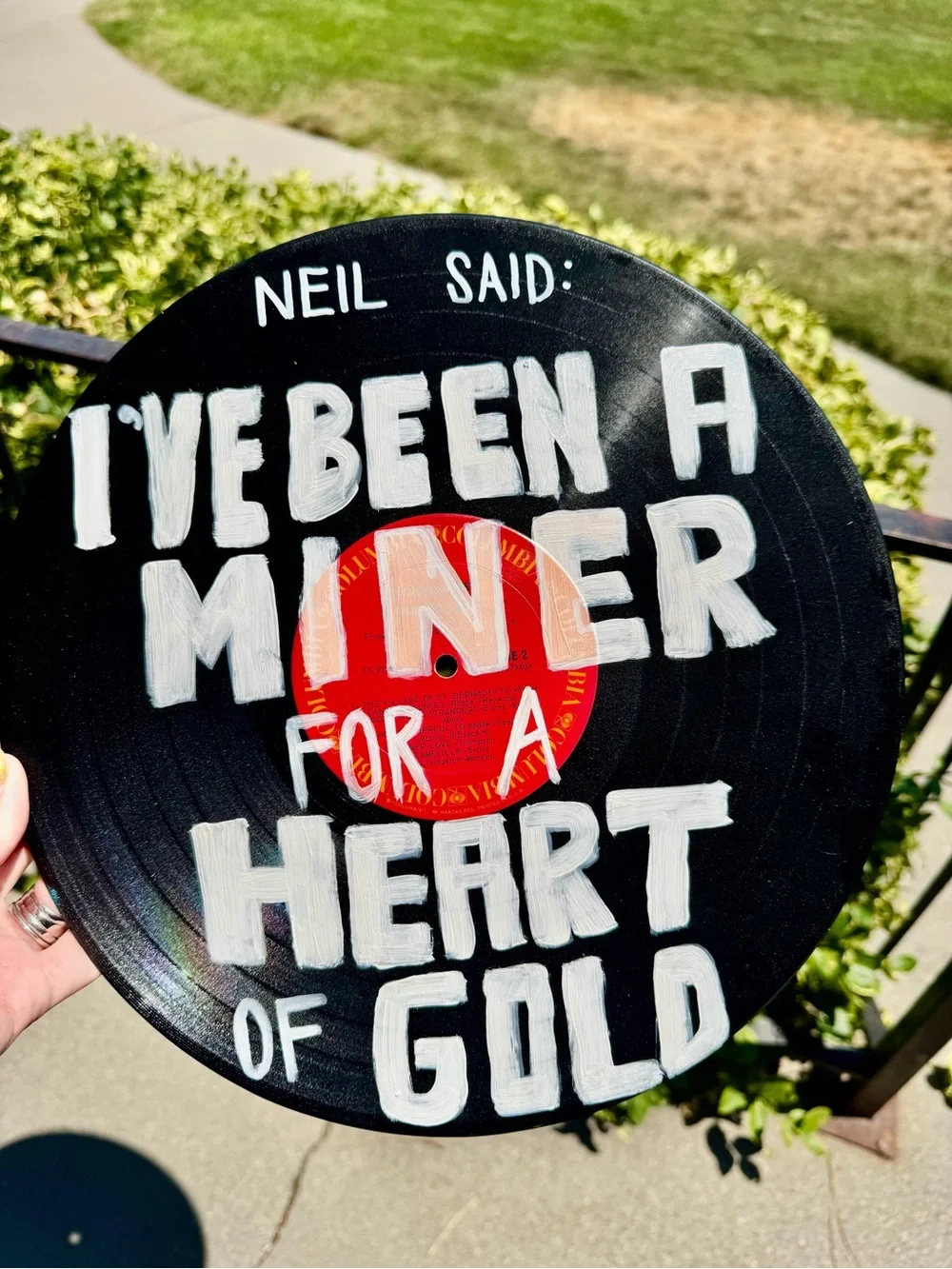 Neil Young Lyric Painted Vinyl- Heart of Gold -Hand painted record art
